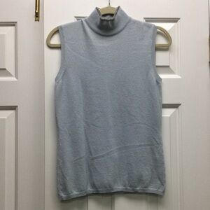 Light Blue Sleeveless Turtleneck Sweater